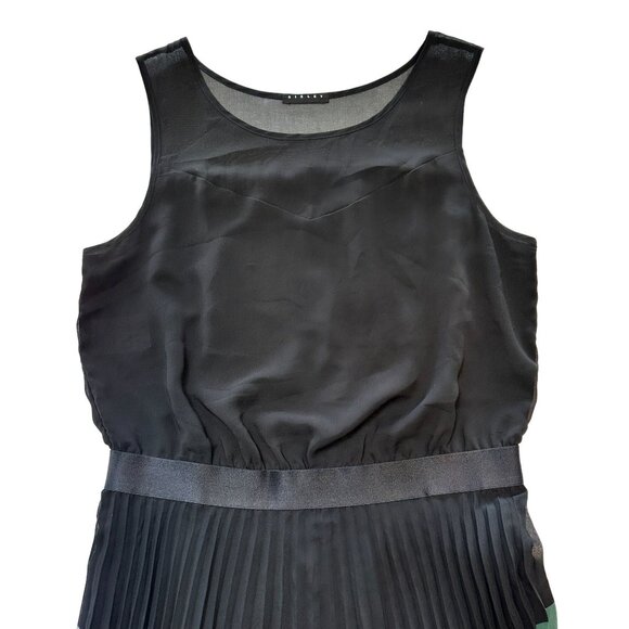 Sisley Color Block Pleated Asymmetrical Midi Dress Black US Size 8 Lined - Picture 11 of 15